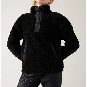 Athleta Cozy Sherpa Snap Sweatshirt Small